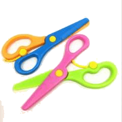 Multi-coloured plastic scissors for children